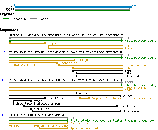 PDGF-A Structure and Sequence